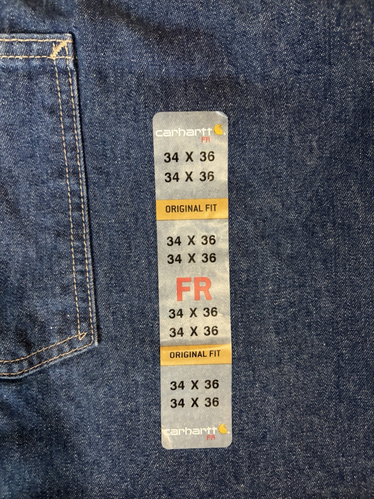 Carhartt FR Flame-Resistant Original Fit 34×36 Denim Dungaree Pants Blue