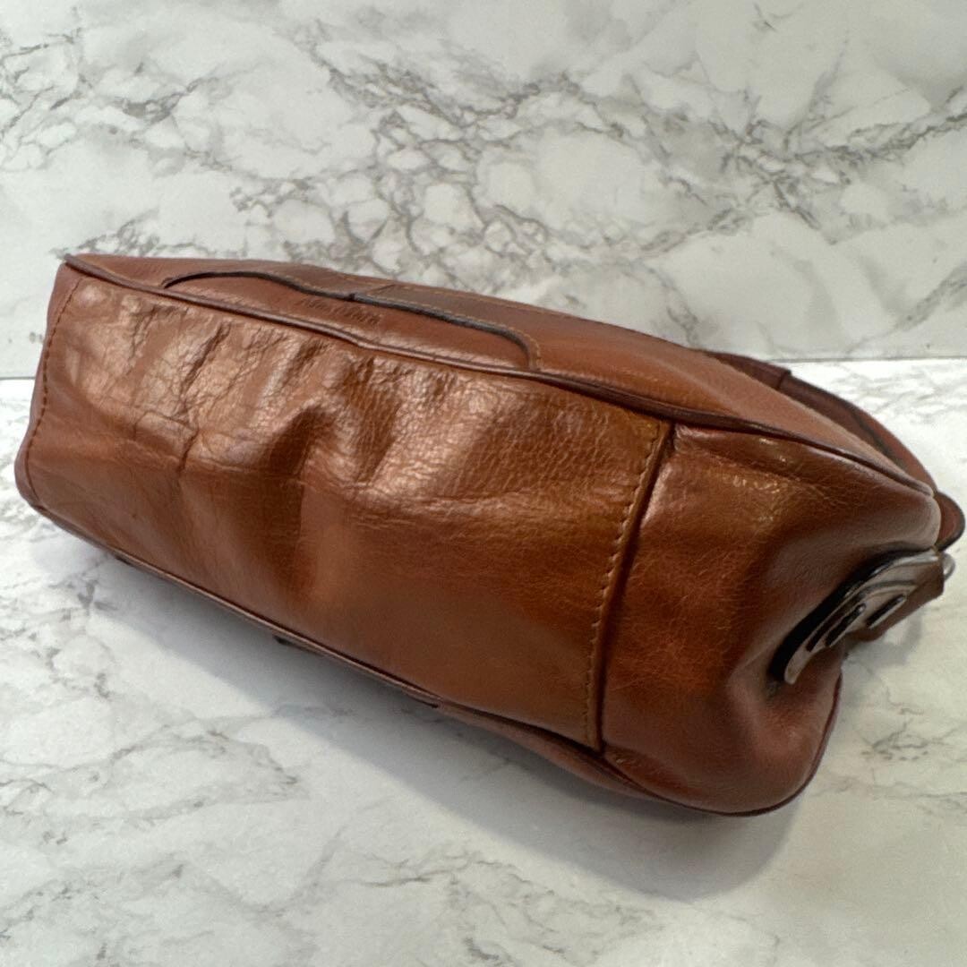 MaxMara Shoulder Bag Leather Brown Authentic From Japan