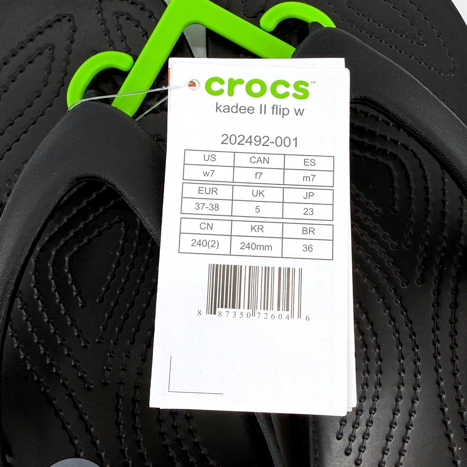 Crocs Kadee II Flip W Black Womens Size 7 Sandals Beach Vaca Pool 202492-001 NEW