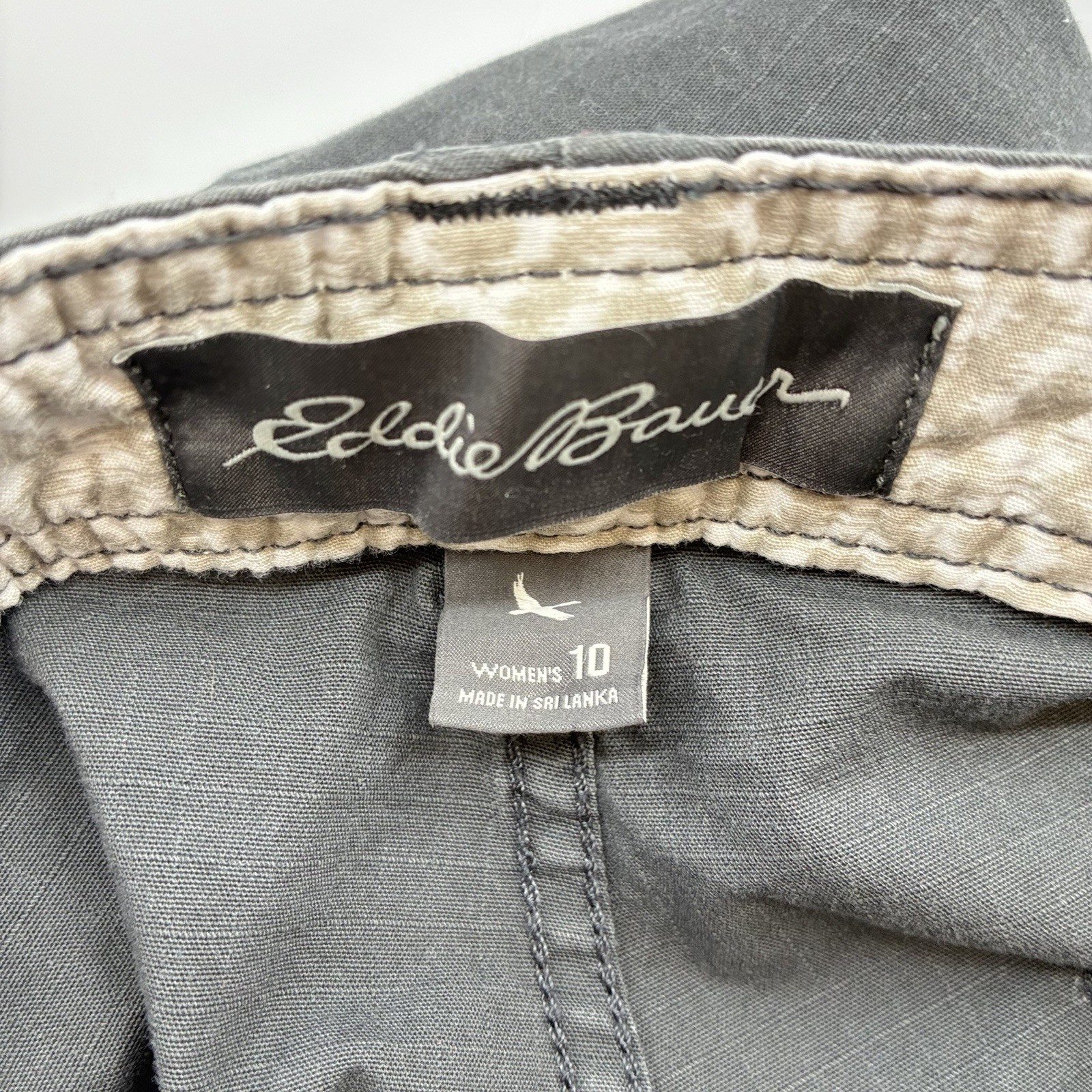 Eddie Bauer Pants Womens 10 Gray Cargo Hiking Crop Capri Pockets