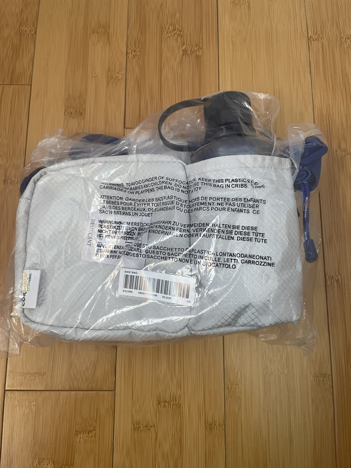 Supreme Shoulder Bag Silver Blue SS22 Cordura with Nalgene Water Bottle NWT