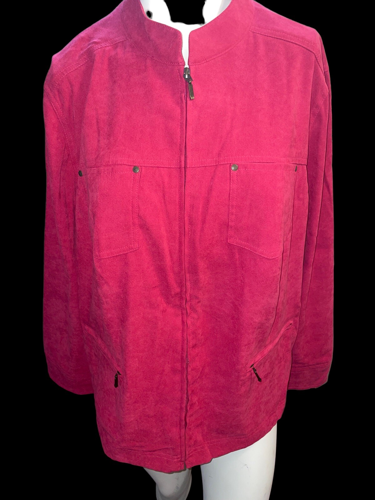 Womens pink Zip front blouse size 18W Pockets