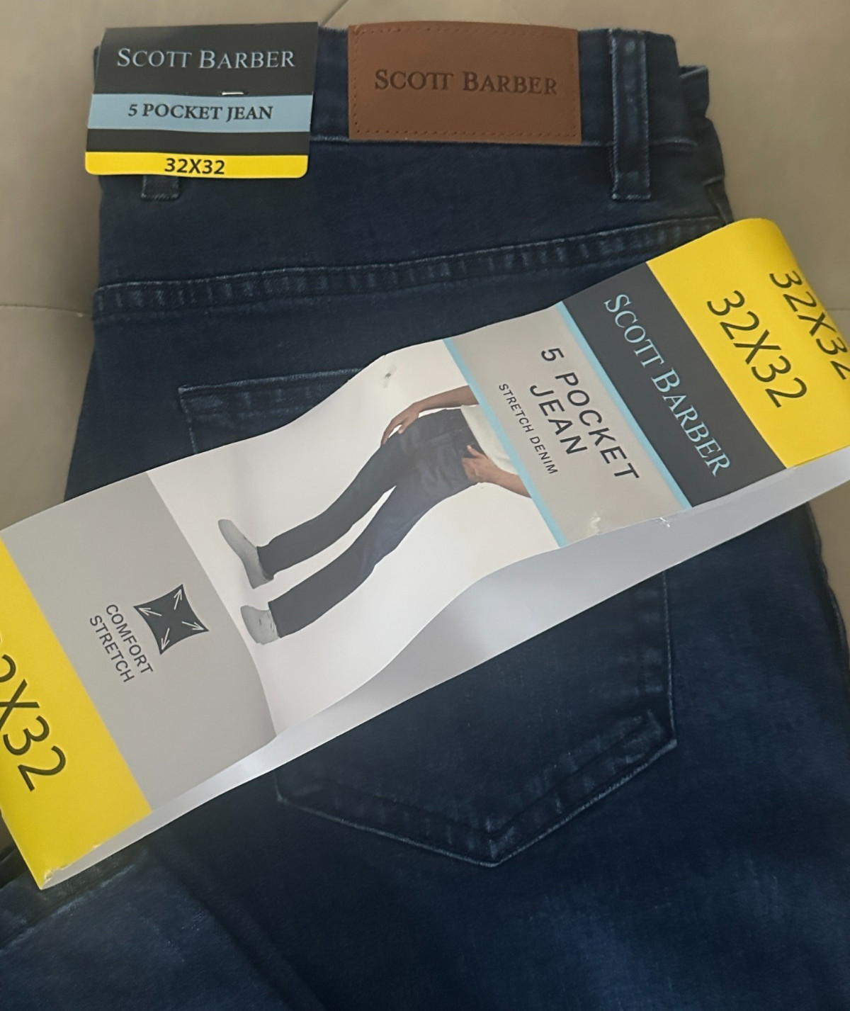Scott Barber Men’s 5-Pocket Jeans – Dark Blue – Size 32×32