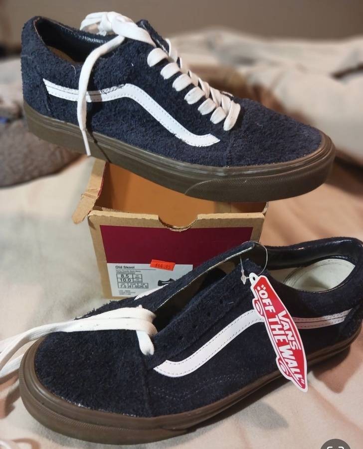 Vans Old Skool Hairy Suede Skate Sneakers Shoes Dark Navy US 8.5 Men 10 Women