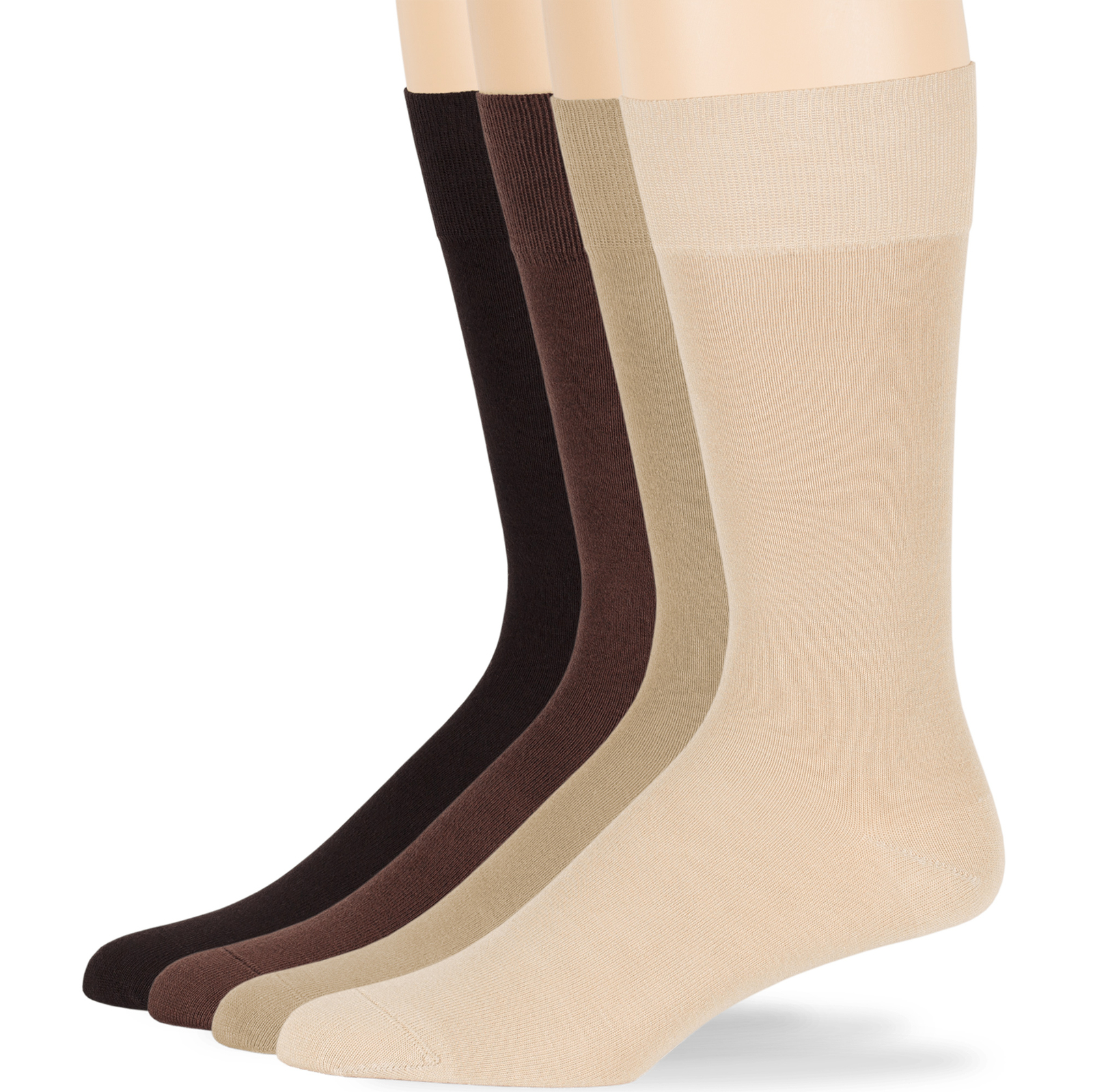Men’s Bamboo 4 Pack Dress Socks XL-L Assorted Black Grey Navy Brown Beige Khaki