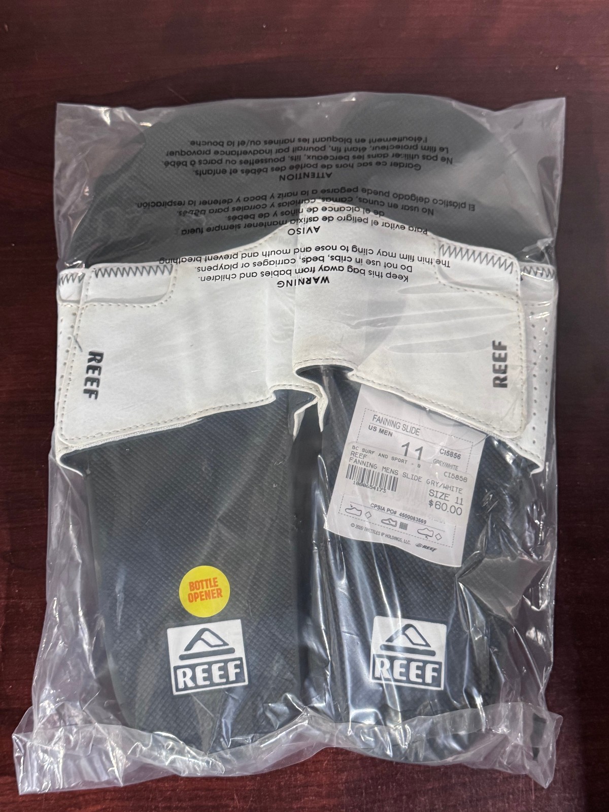 Reef Fanning Slide – Grey/Wht – Mens Size 11