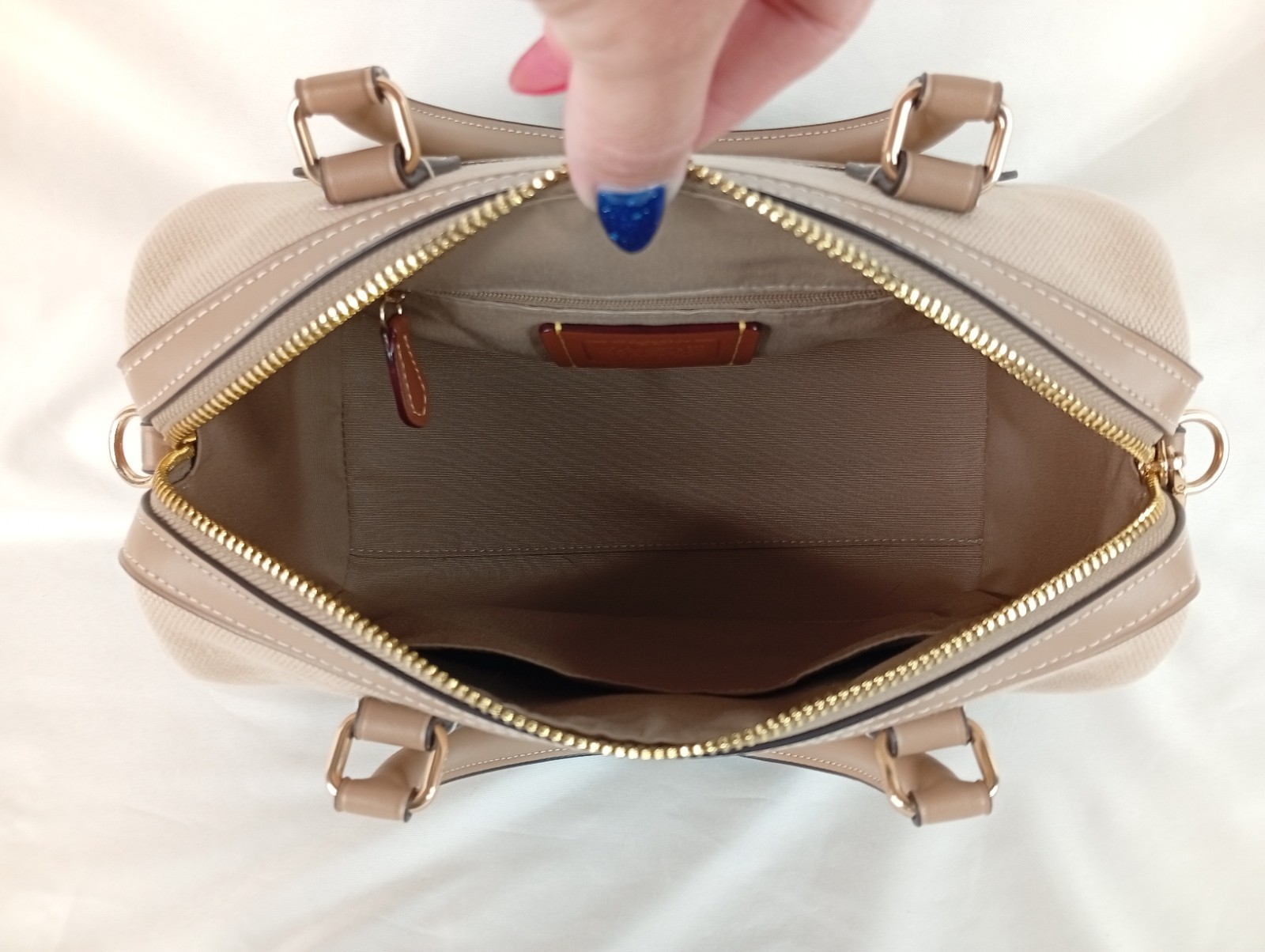 Coach Rowan Satchel Bag In Colorblock w/ Detachable Crossbody Strap Tan CAK58