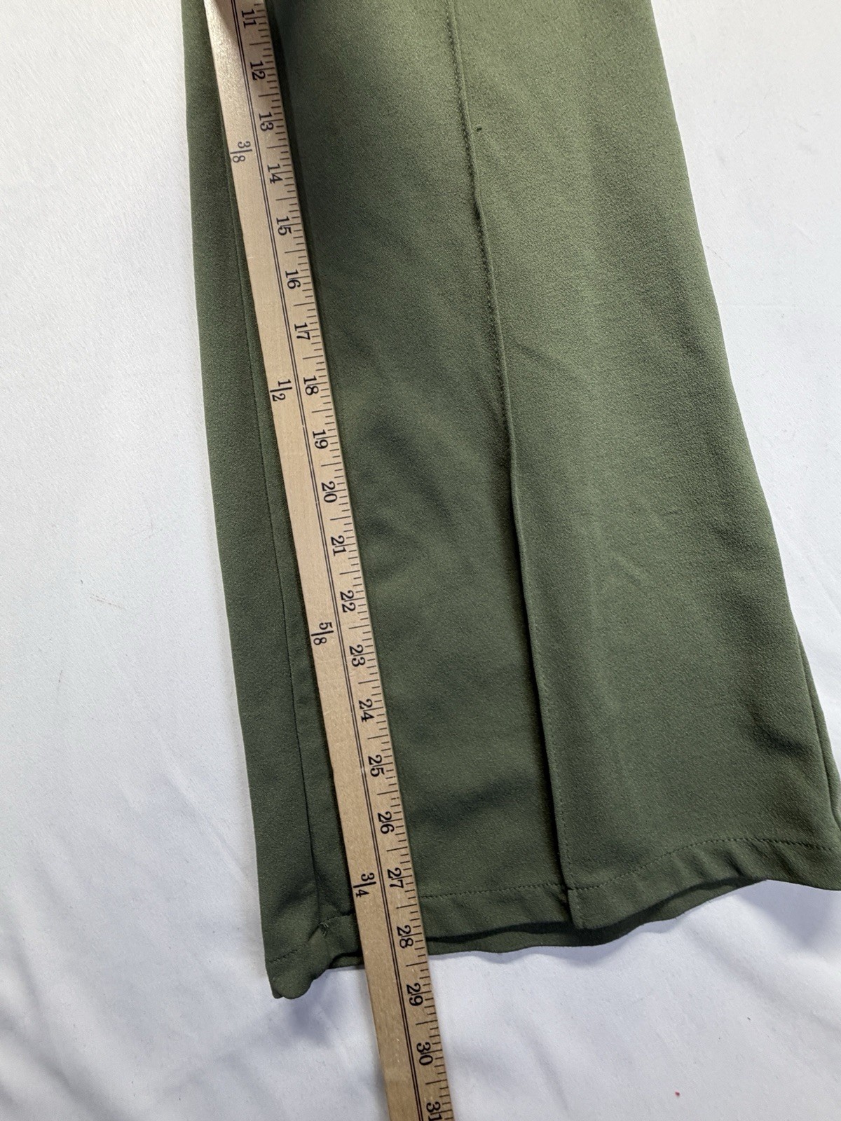 Ambiance Womens Size M Olive Green Wide Leg Pull On Pants Stretch Casual