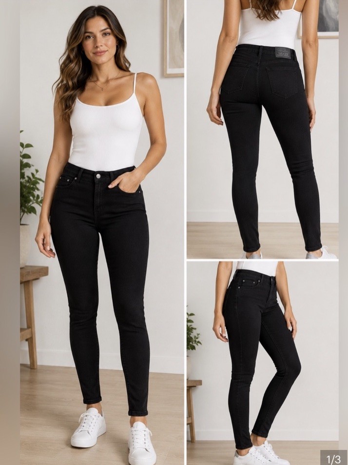 🖤Levi’s Women’s Black Denim 711 Skinny Jeans, Solid 5-Pocket Regular Size 28