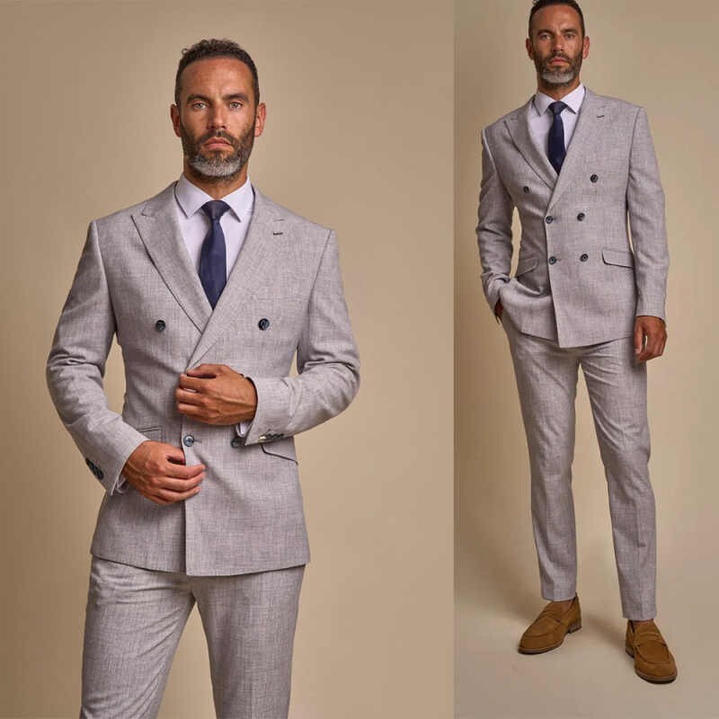 Business Men Suits Slim Fit Formal Prom Peak Lapel Tuxedos Prom Double Breasted