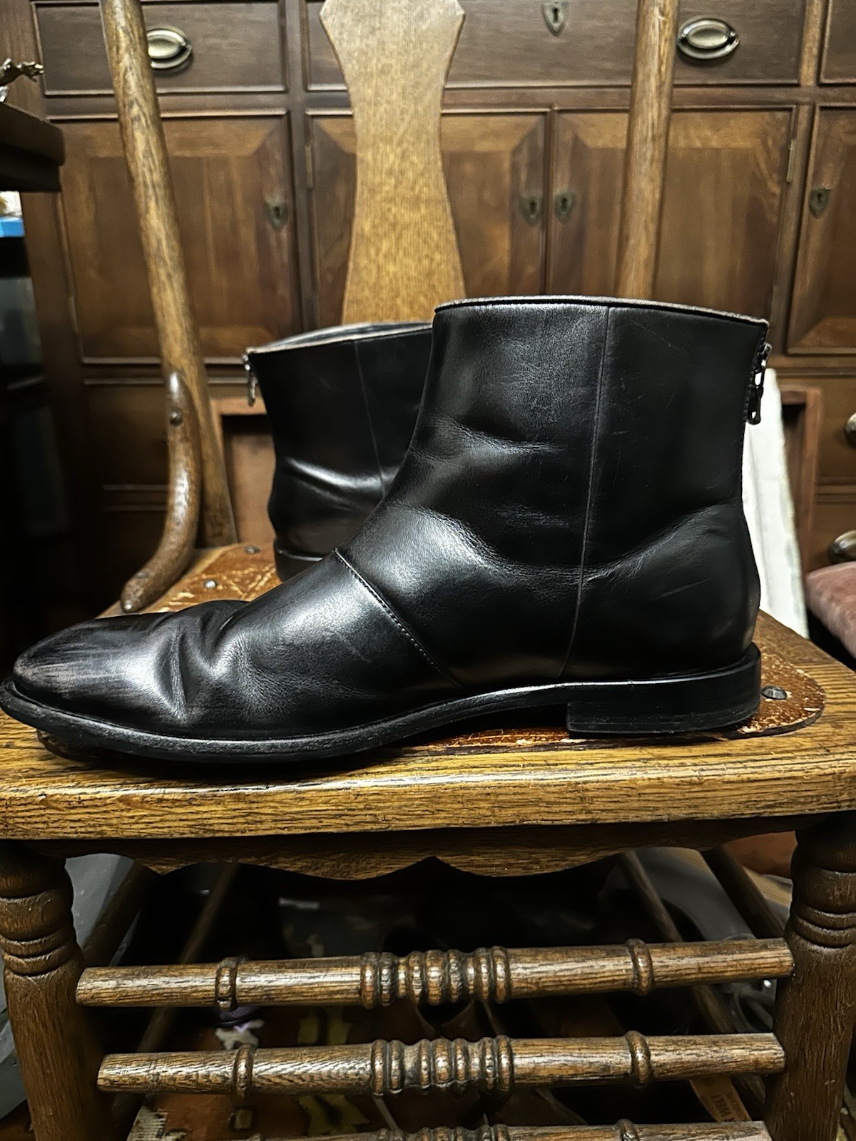 John Varvatos NYC Back Zip Black Leather Chelsea Boot Men’s 9.5 M