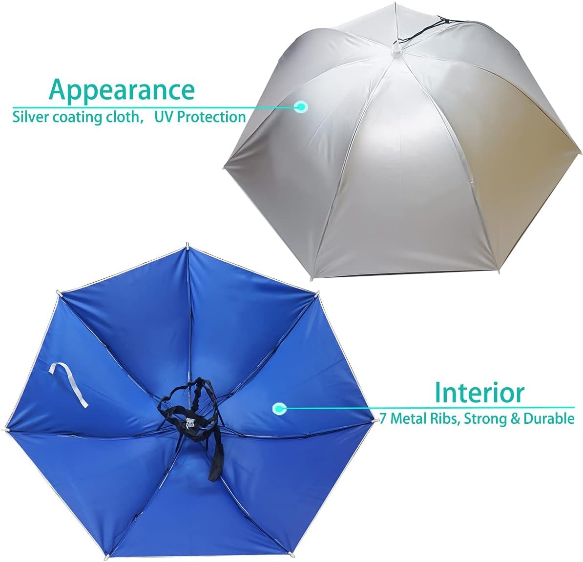 Umbrella Hat 37 Inch Fishing Umbrella Hat Hands Free Foldable UV Protection
