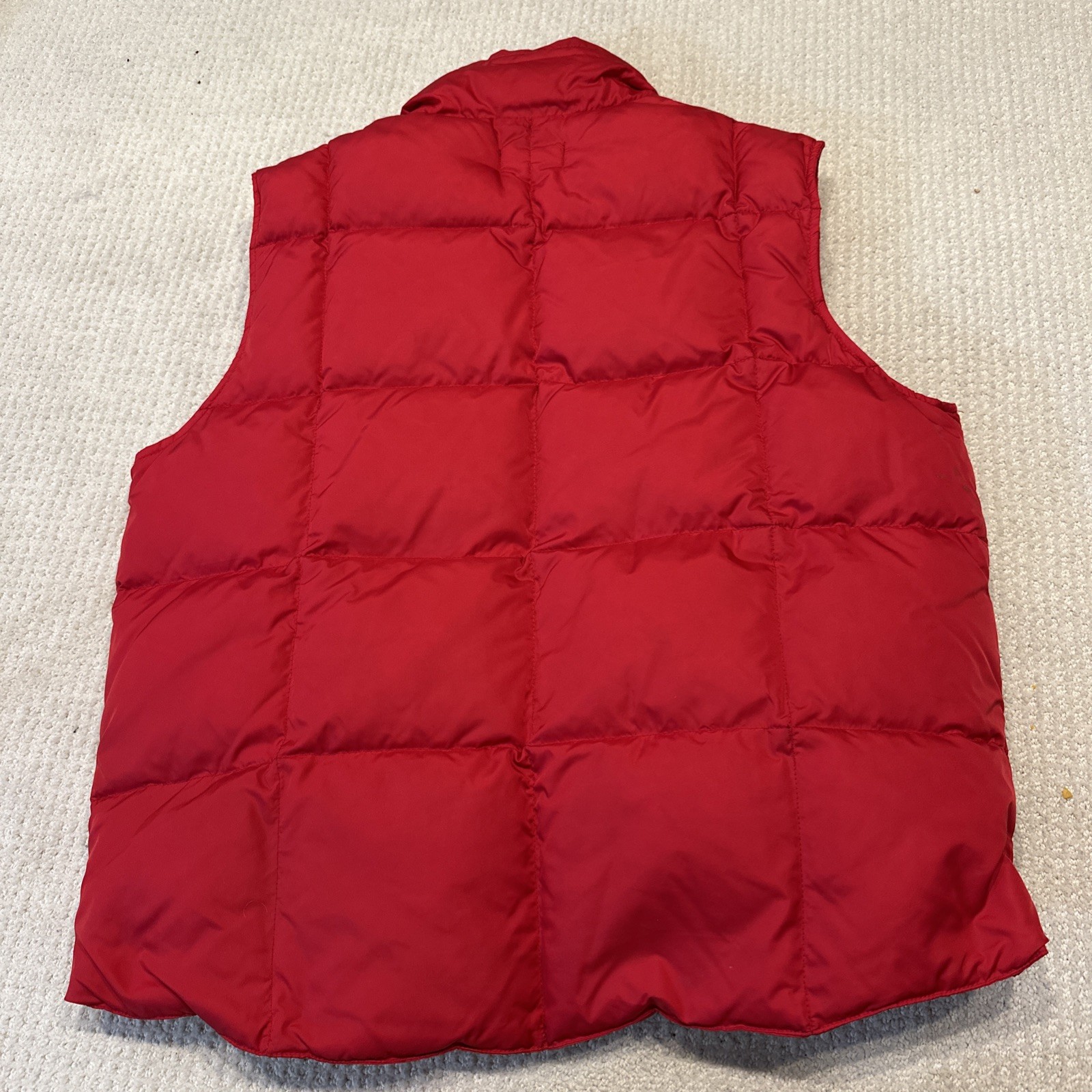 Lands’ End Men’s Puffer Vest Xlg Red Down Feather Full Zip Pockets Quilted