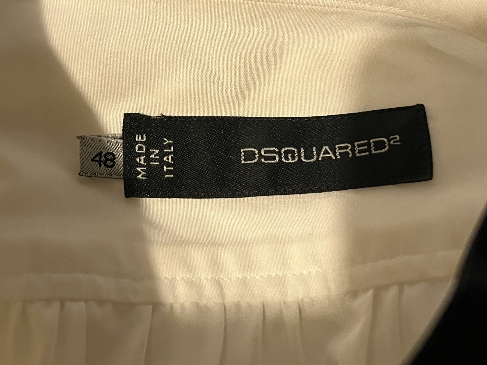 Sz EU 48 / US 38-40 DSQUARED2 Band Coller Pleated Tuxedo Shirt