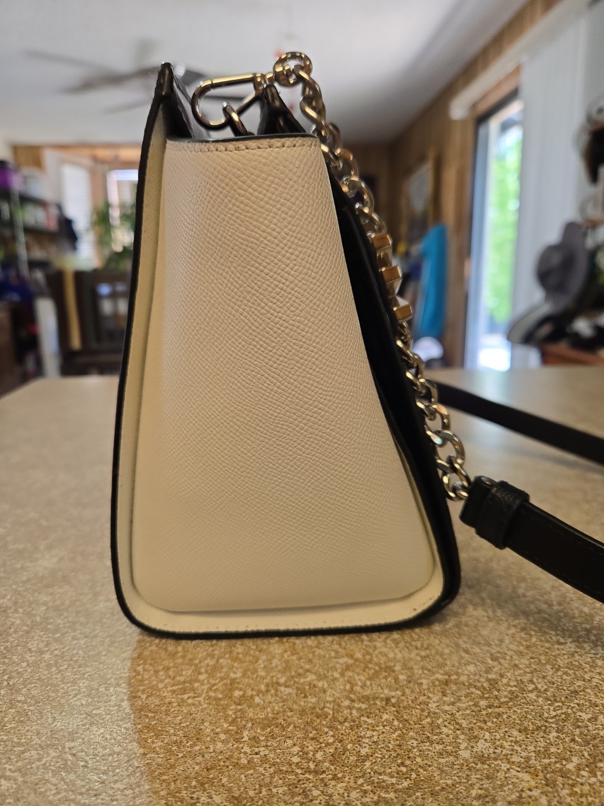 Michael Kors black/grey/white large handbag w crossbody strap NWOT