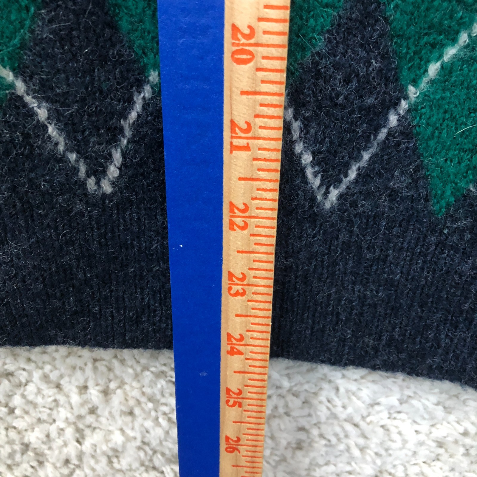 Quebramar Sweater Medium Adult Green Mohair Wool Argyle Diamond V Neck Womens M