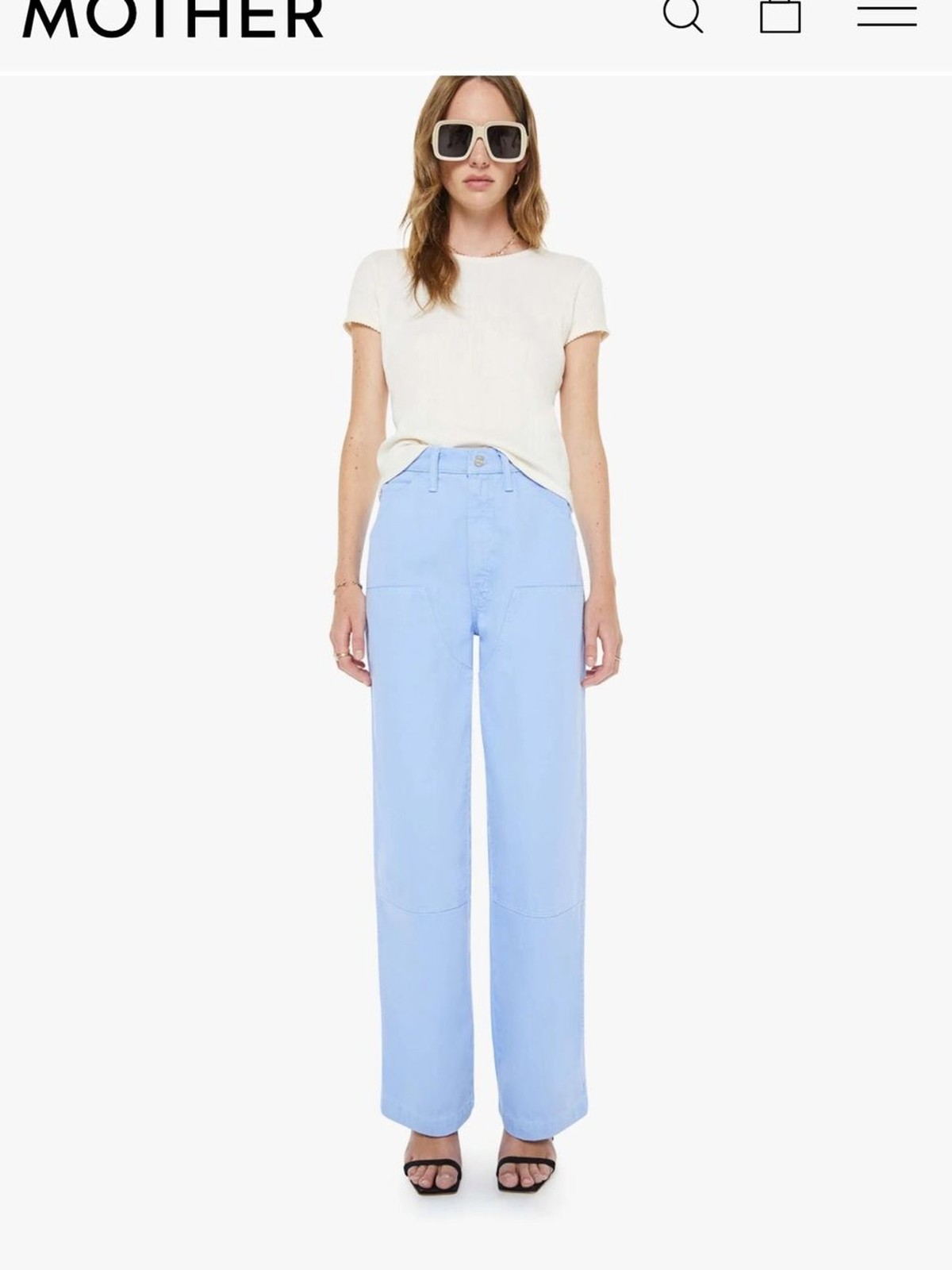 NWT MOTHER Superior The Bee’s Knees Stud Finer Sneak Vista Blue Pants 25