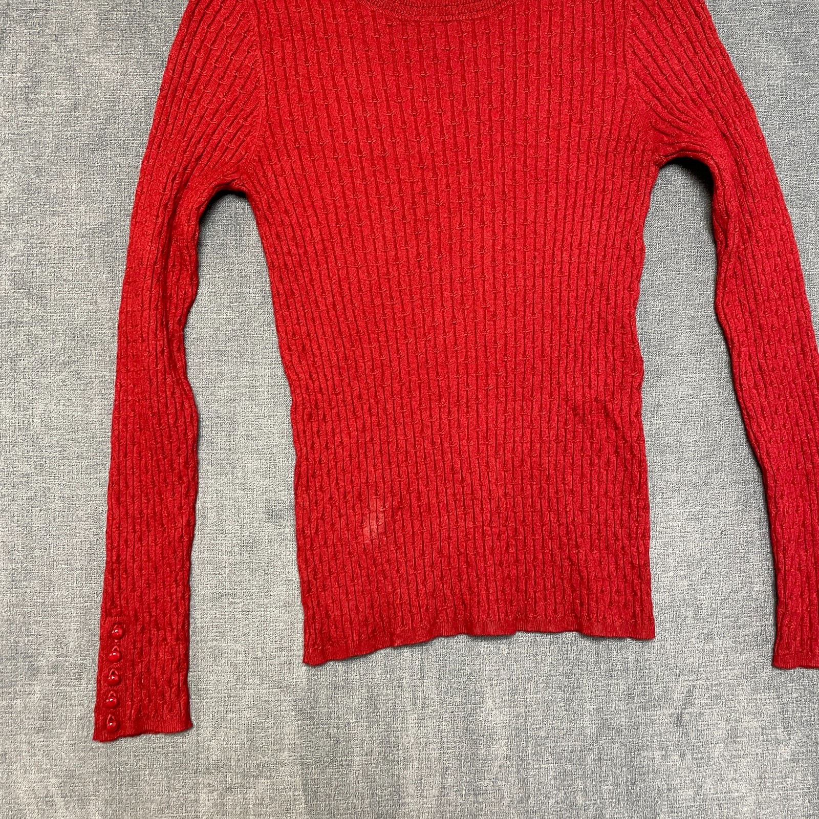 La Maille Sezane Sweater Womens Medium Red Ribbed Knit Round Neck Winter Wear