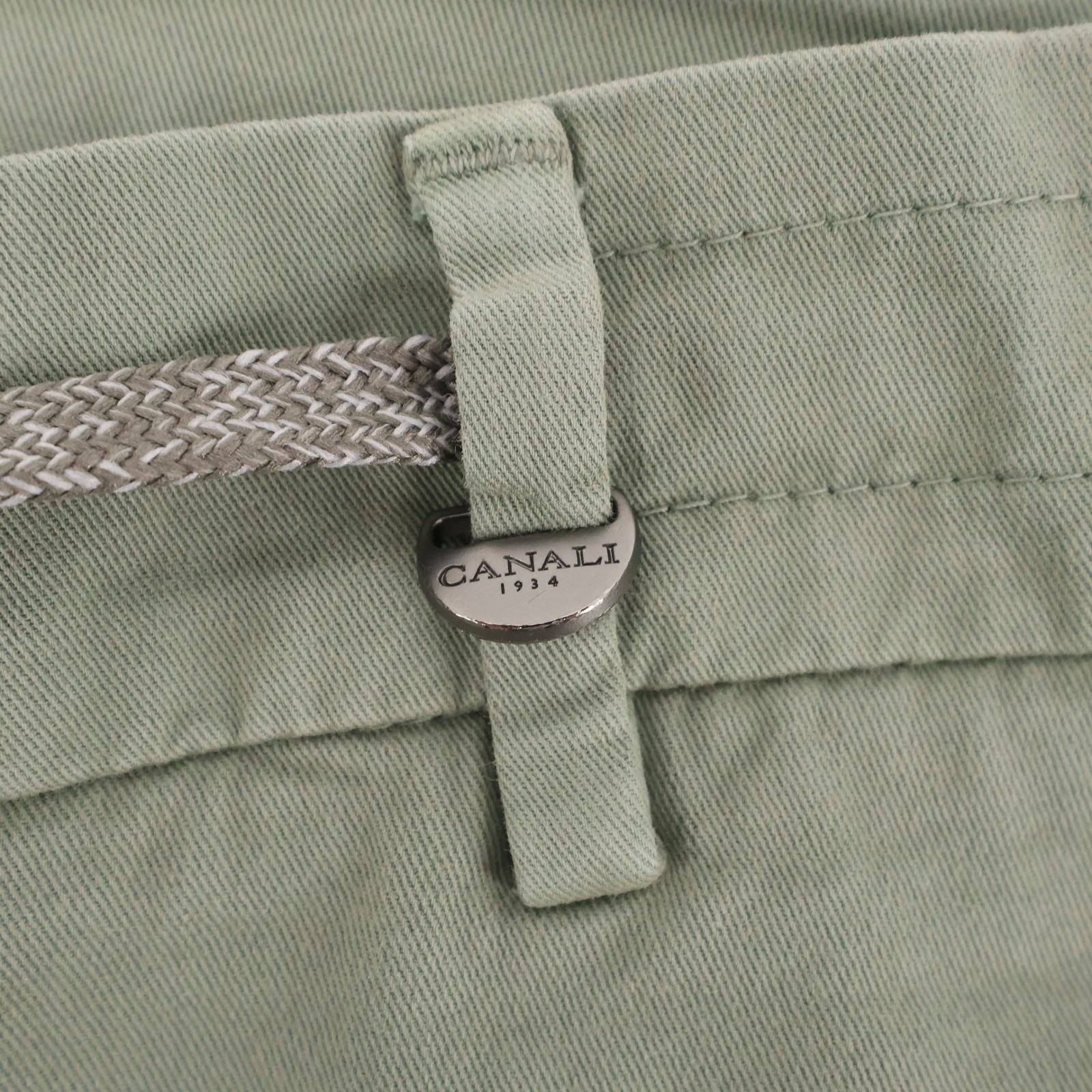 Canali Drawstring Waist Chino Stretch Pants Sage Green Mens XL Fits 36″ IT 52
