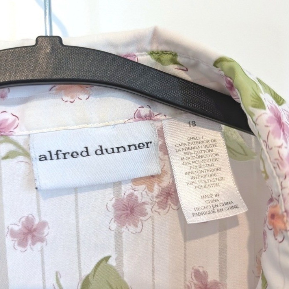 Alfred Dunner Floral Stripe Button-Up Blouse
