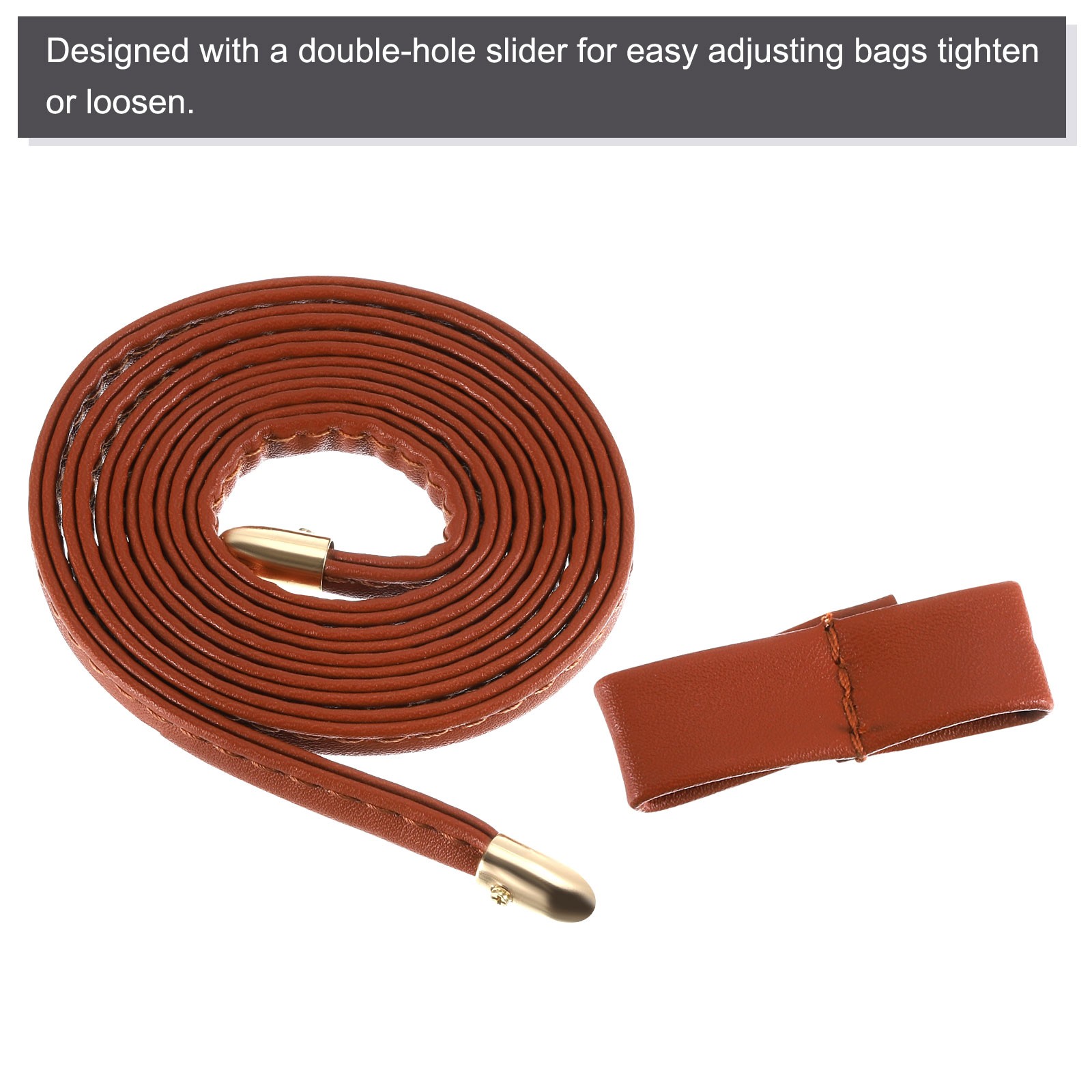 2Pcs 33.7″ Leather Drawstring Pull String Purse Strap for Bucket Bag Brown/Black