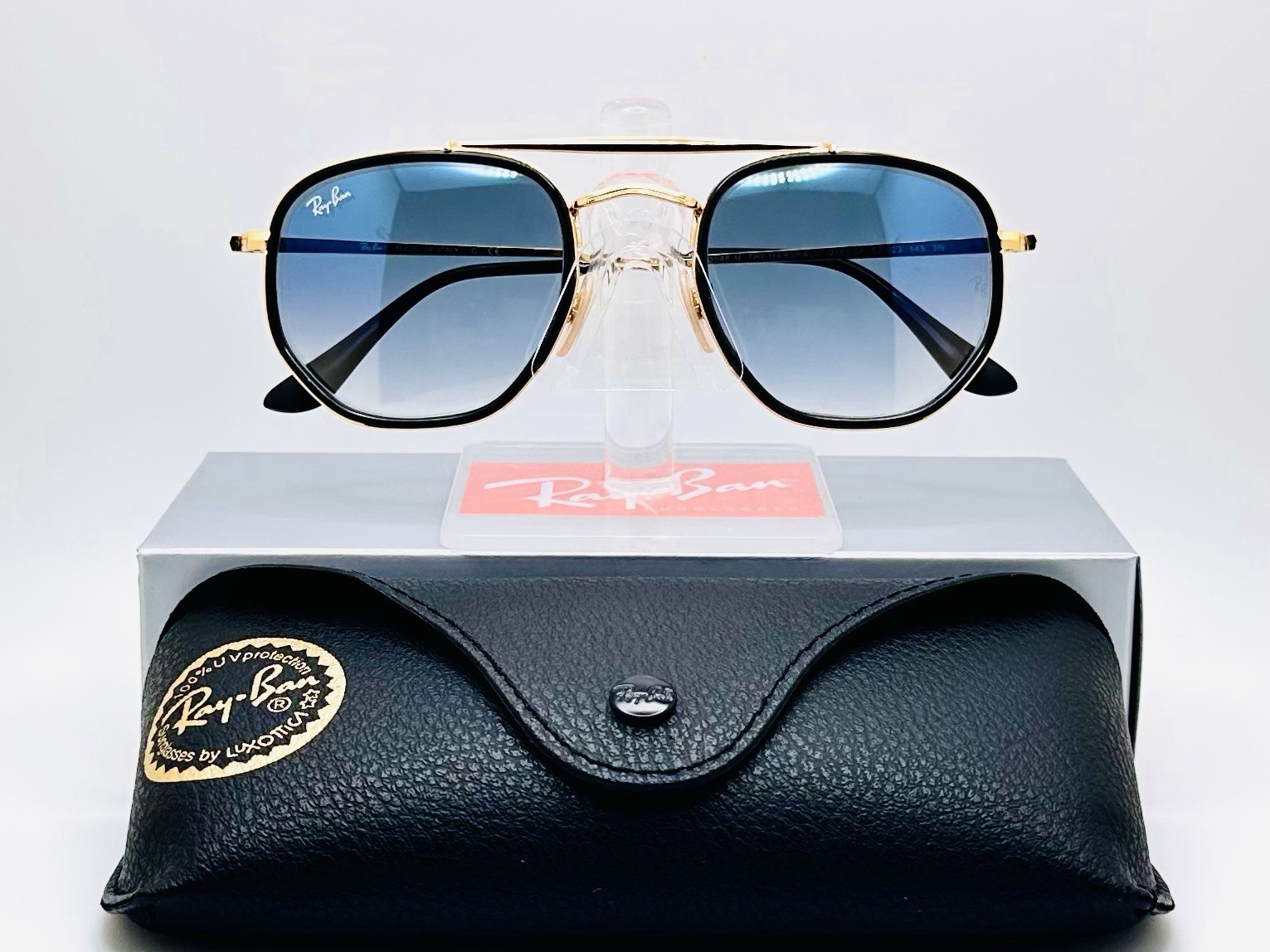 Ray-Ban RB3648M Marshal II 54mm Metal Geometric Sunglasses – Blue Gradient Lens