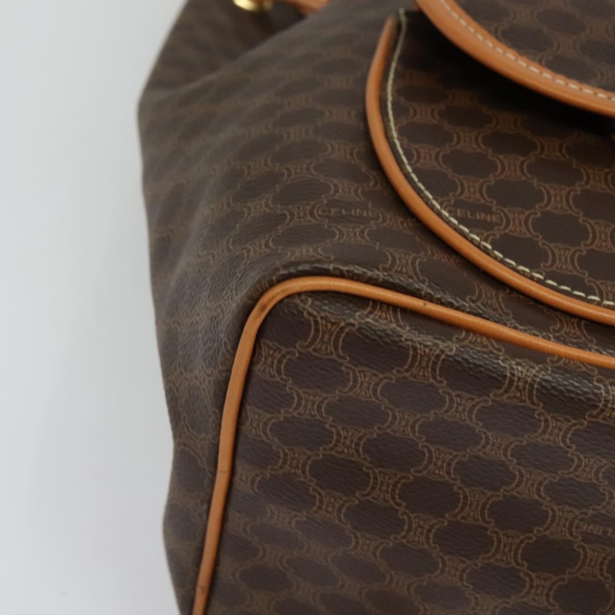 CELINE Macadam Canvas Backpack PVC Leather Brown Gold Auth yk19307