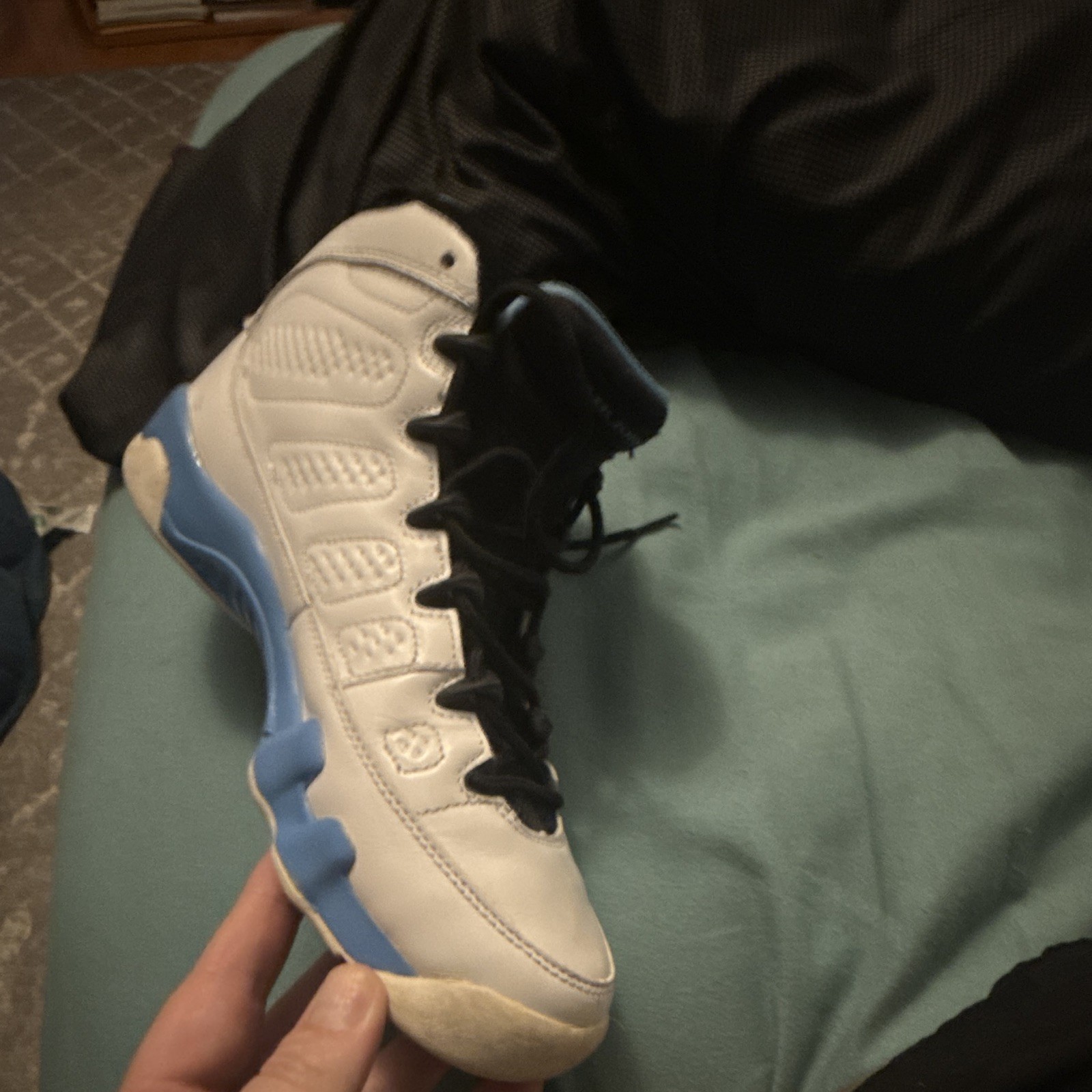 Jordan Air Jordan 9 Retro GS White/Blue/Black High Top Sneakers 6.5Y