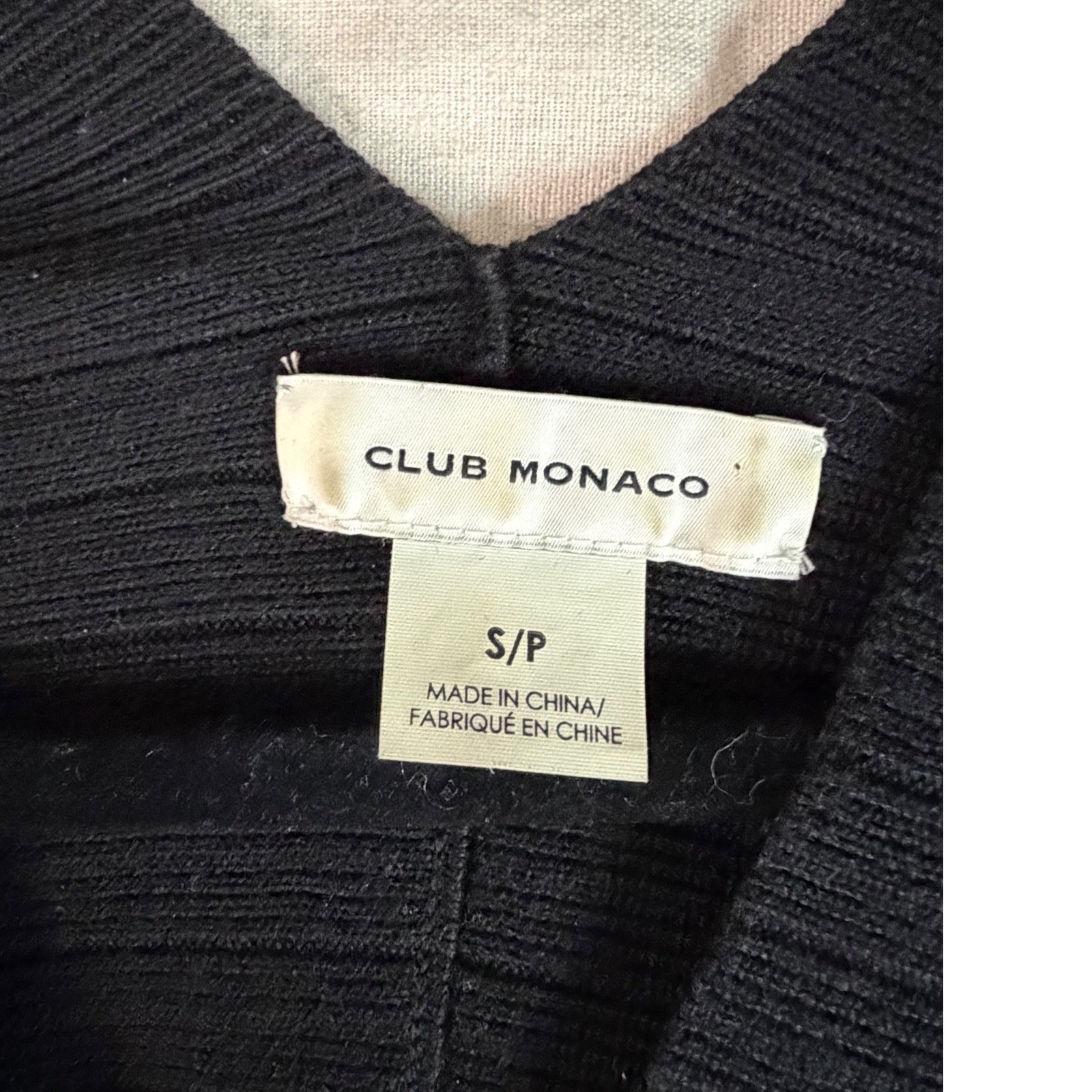 Club Monaco Wool Sweater Top Small Black Old Money Quiet Luxury Minimal Classic
