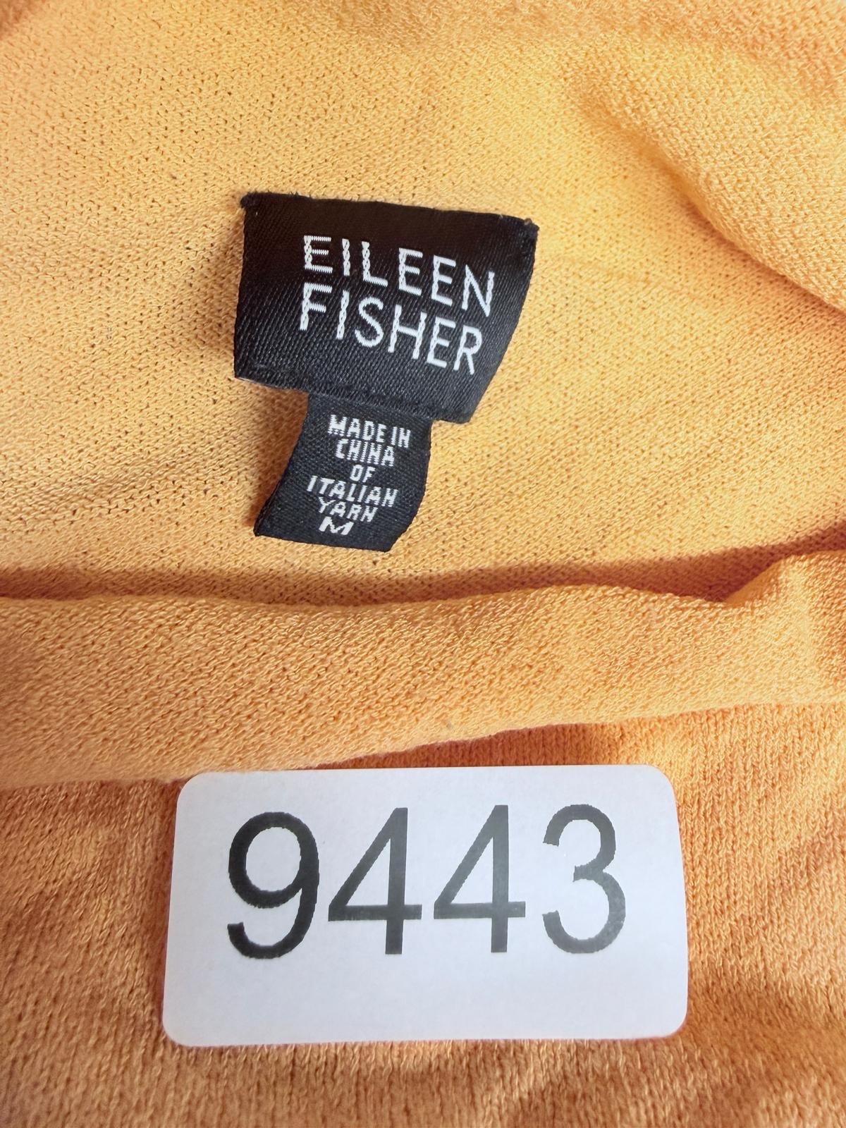 Eileen Fisher Sweater Top Cap Sleeve Soft Italian Yarn Burn Orange Size M