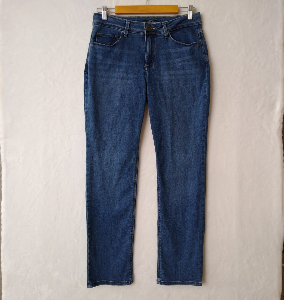 Lee Jeans Womens 10 Short Blue Denim Straight Leg Perfect Fit Mid Rise Stretch