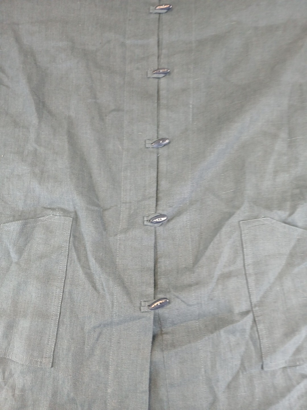 Harari Womens Size 2X Long Sleeve Navy Blue Toggle Button Shirt 100% Linen