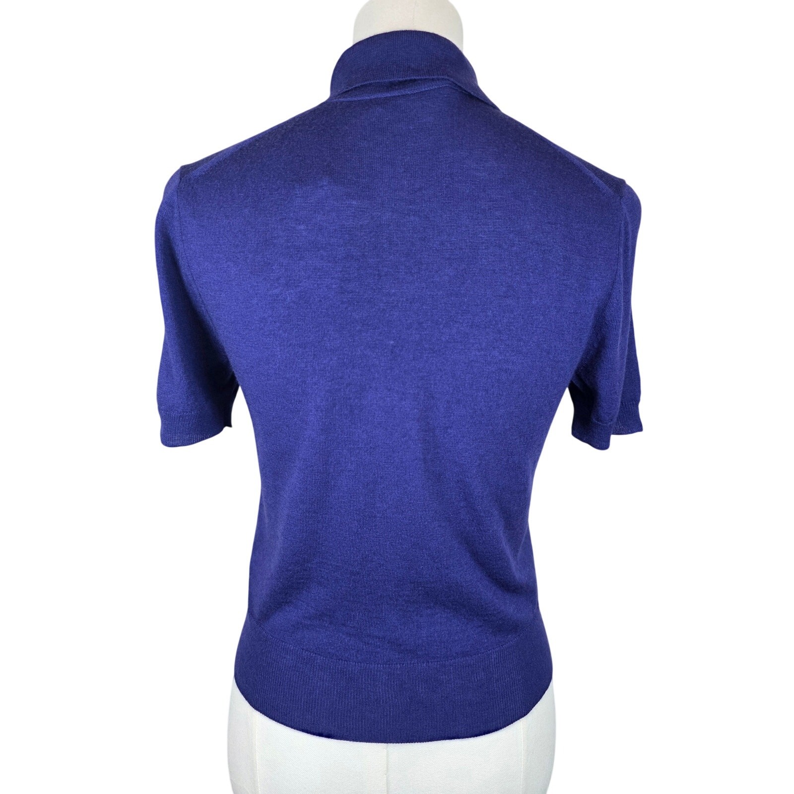 NWT VINCE XS Deep Iris Button-Up Wool Blend Short-Sleeve Cardigan