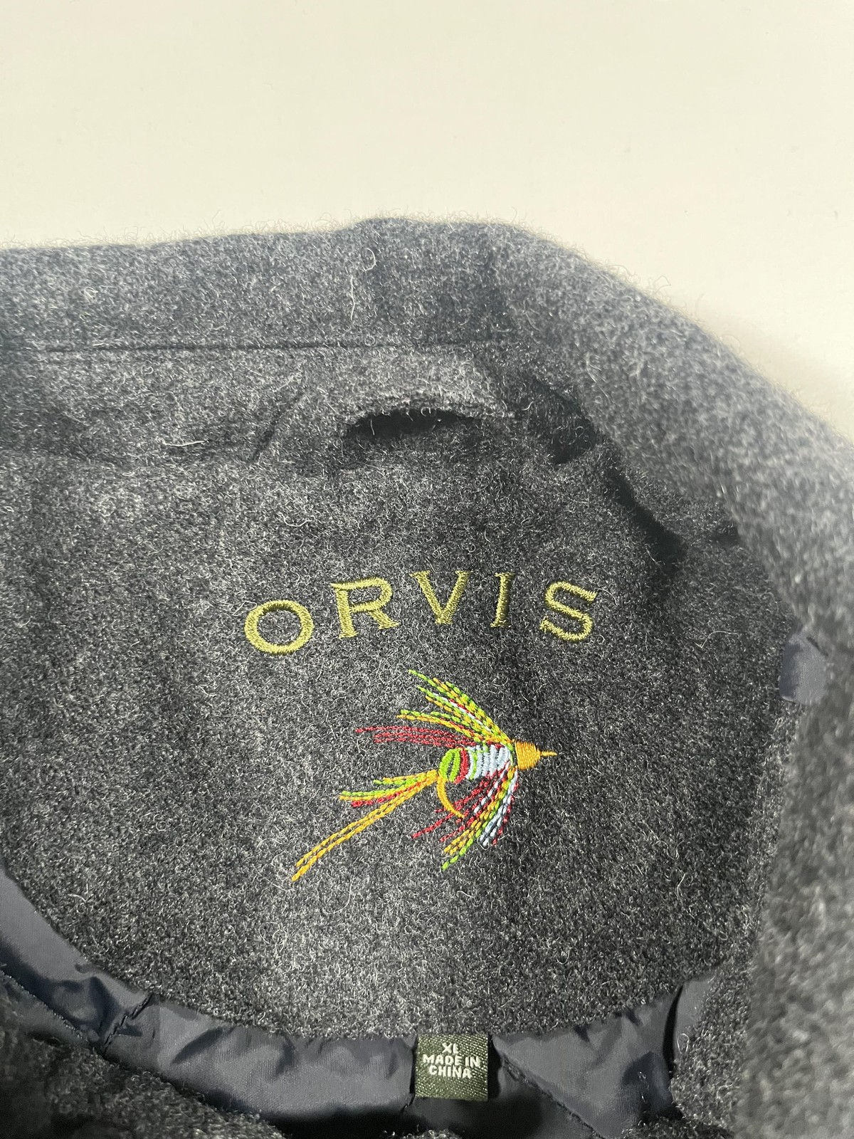 Orvis Coat Mens XL Gray Wool Tweed Quilted Lined Full Zip Pockets Outdoor Casual