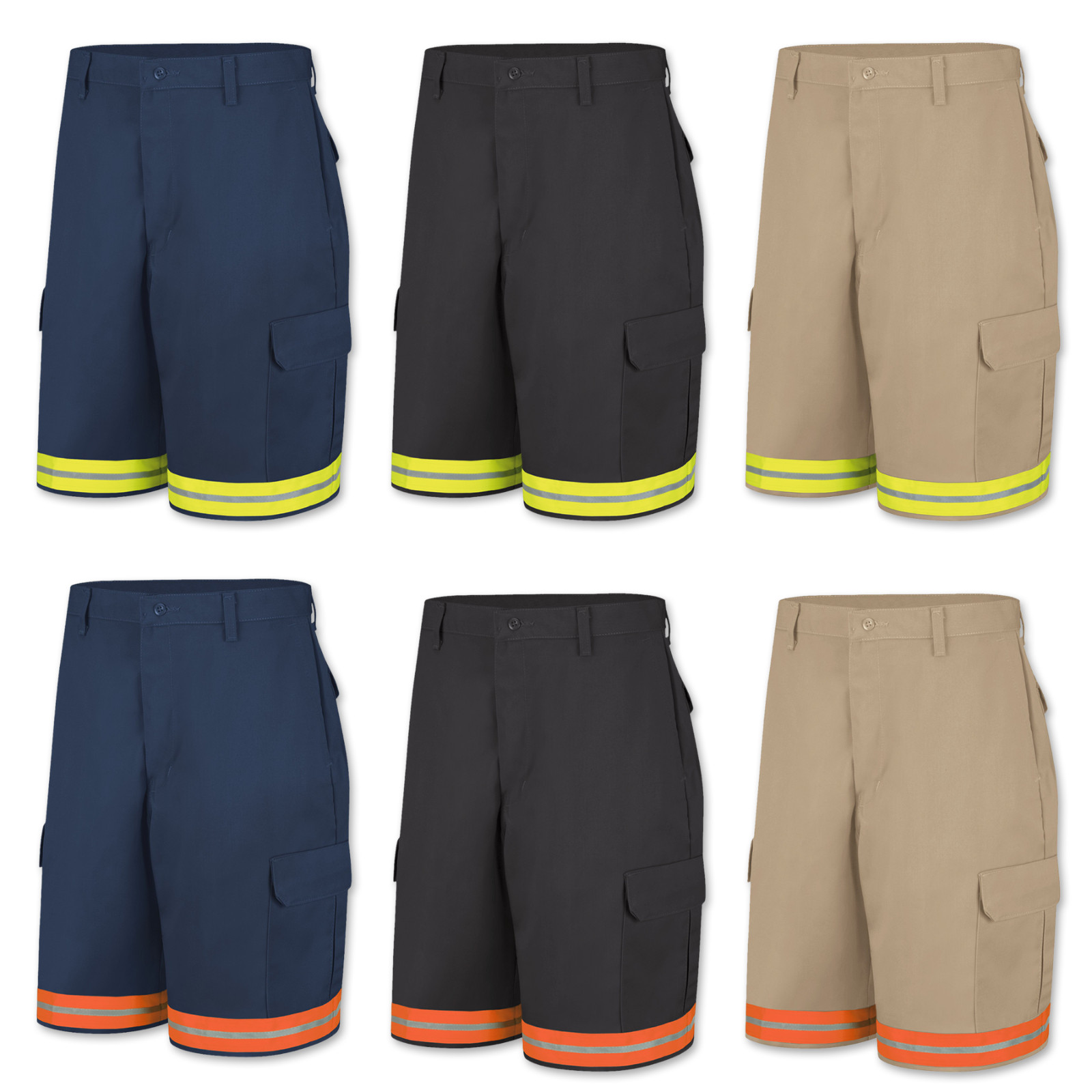 Brand New Red Kap Reflective Cargo Work Shorts Men’s Hi Vis Industrial Uniform