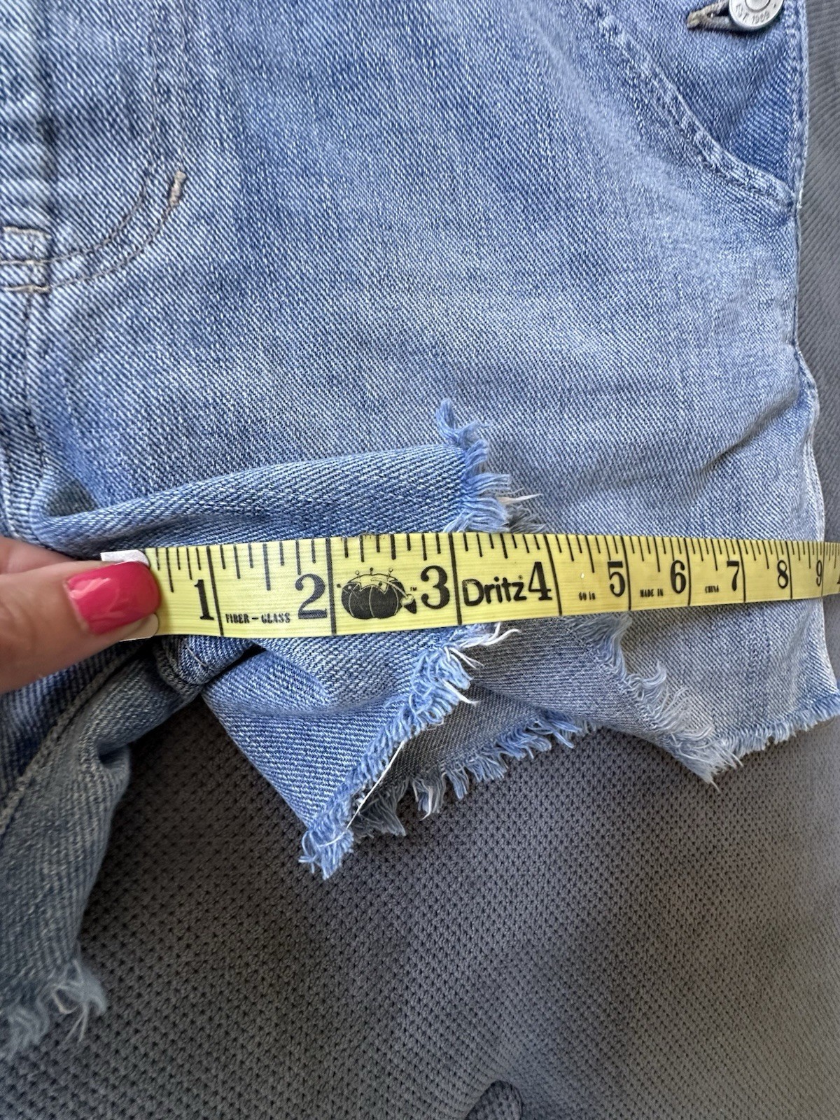 2015 GAP Overalls Cut Off Shorts Raw Hem Blue Denim Size Small