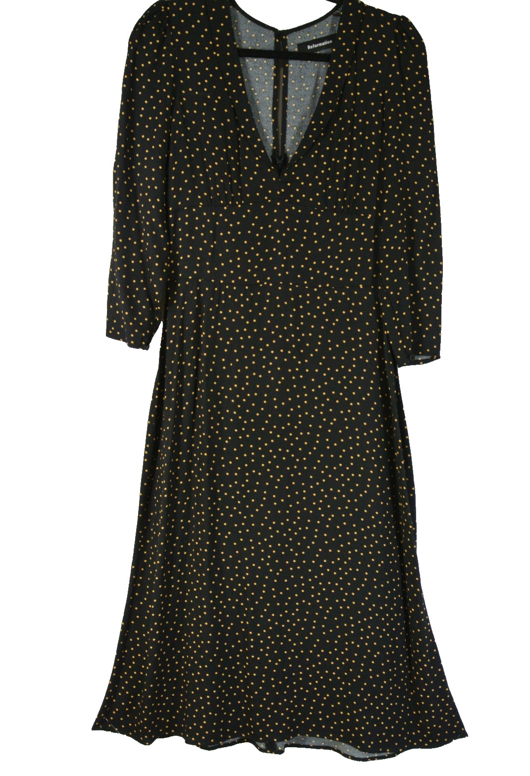 New, REFORMATION Mabel Dress in Micro Dot in Black Sz 8 #MD1948