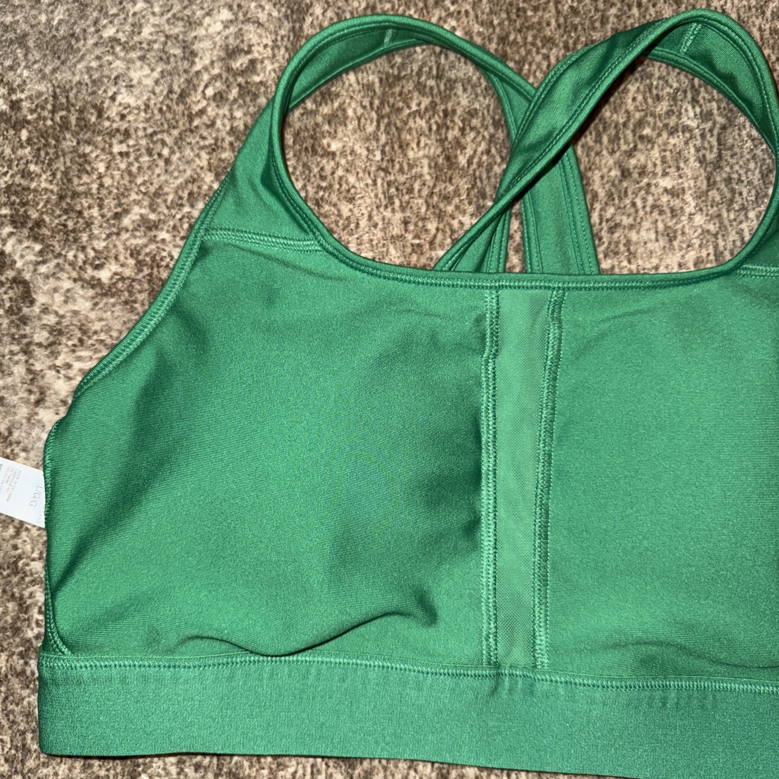Pre Owned Green White Under Armour Compression Crossback Sports Bra Large L