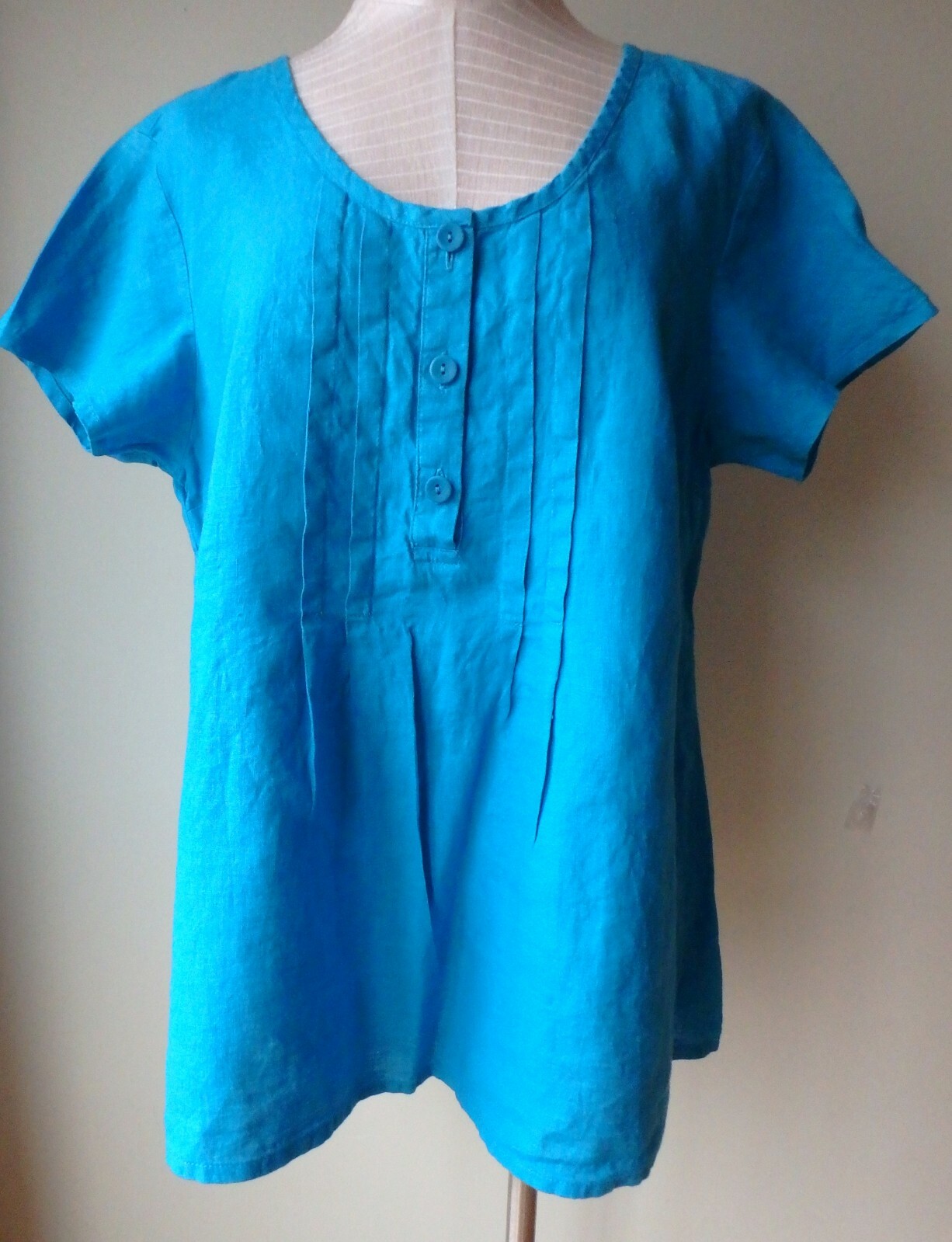 Flax Designs LINEN NWT Pintuck Tee 1G & 2G TEE PEACOCK