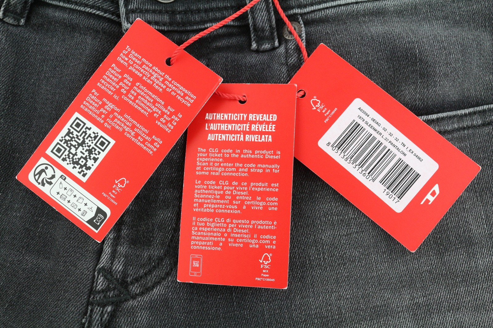 DIESEL 1979 Sleenker 0EIAG Men Jeans W32/L32 Skinny Fit Low Waist Washed Denim