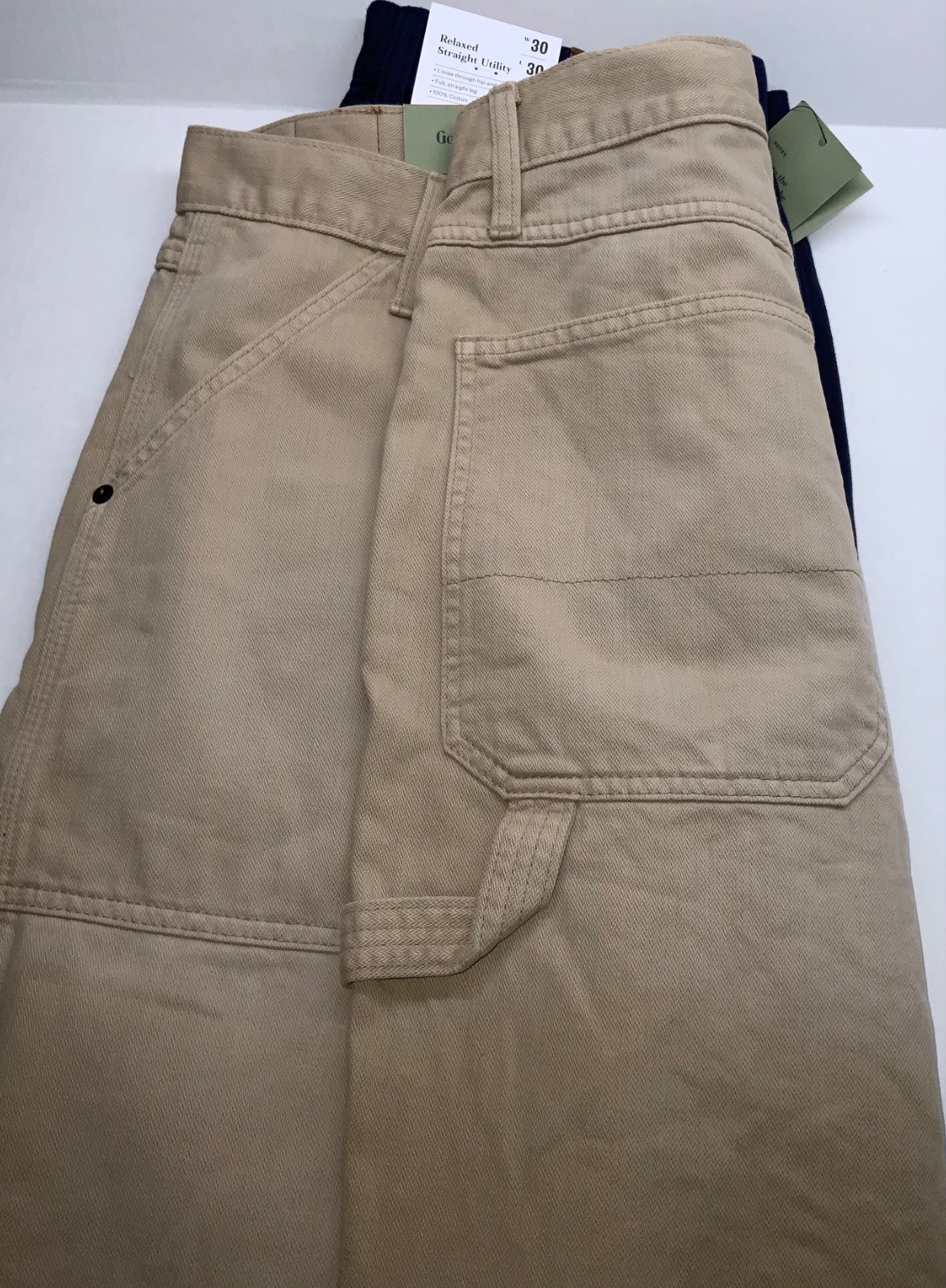 Men’s Vintage Relaxed Straight Fit Utility/Carpenter Pants Midweight Denim