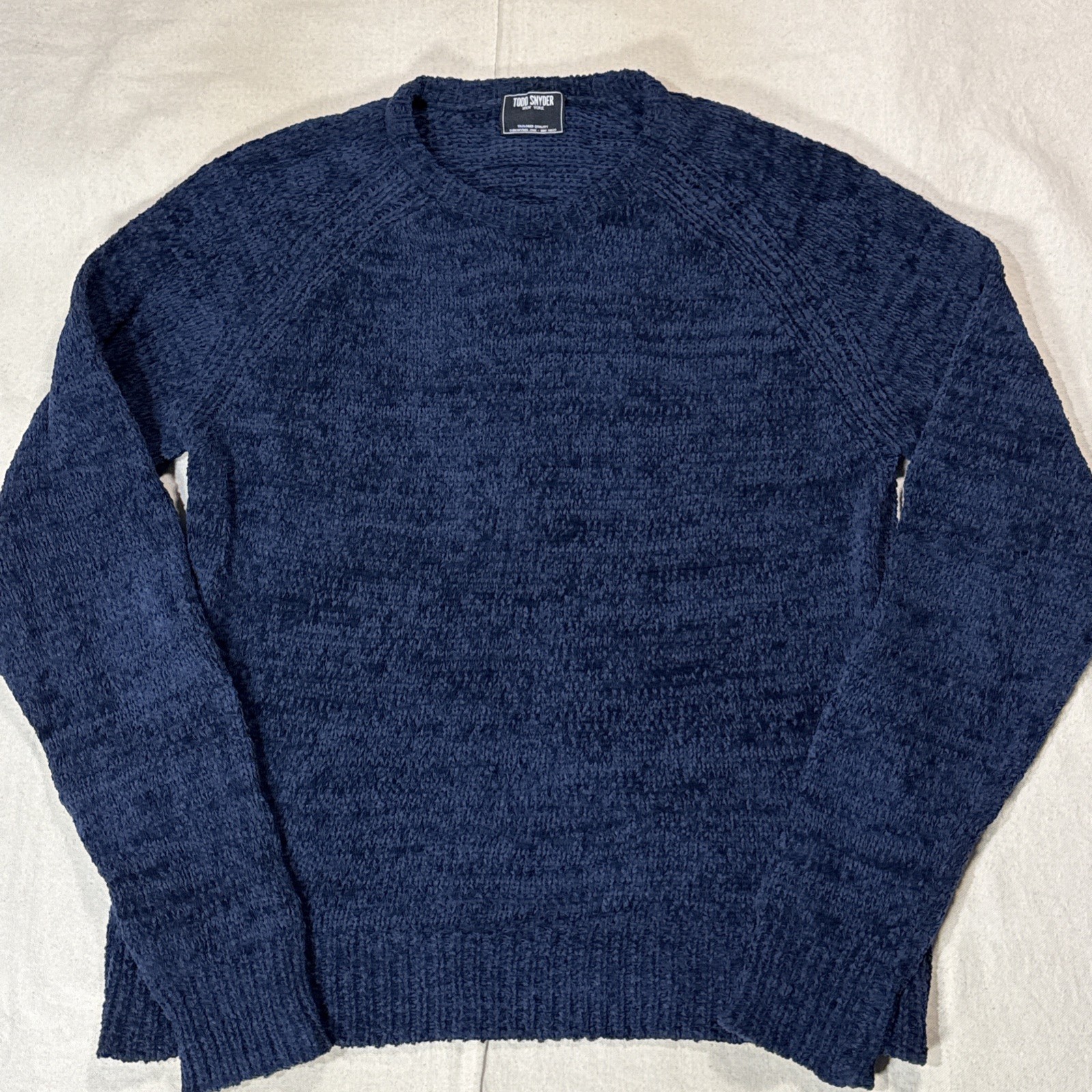 Todd Snyder Men’s Navy Blue Channel Cotton Cashmere Crewneck Sz Medium NWOT