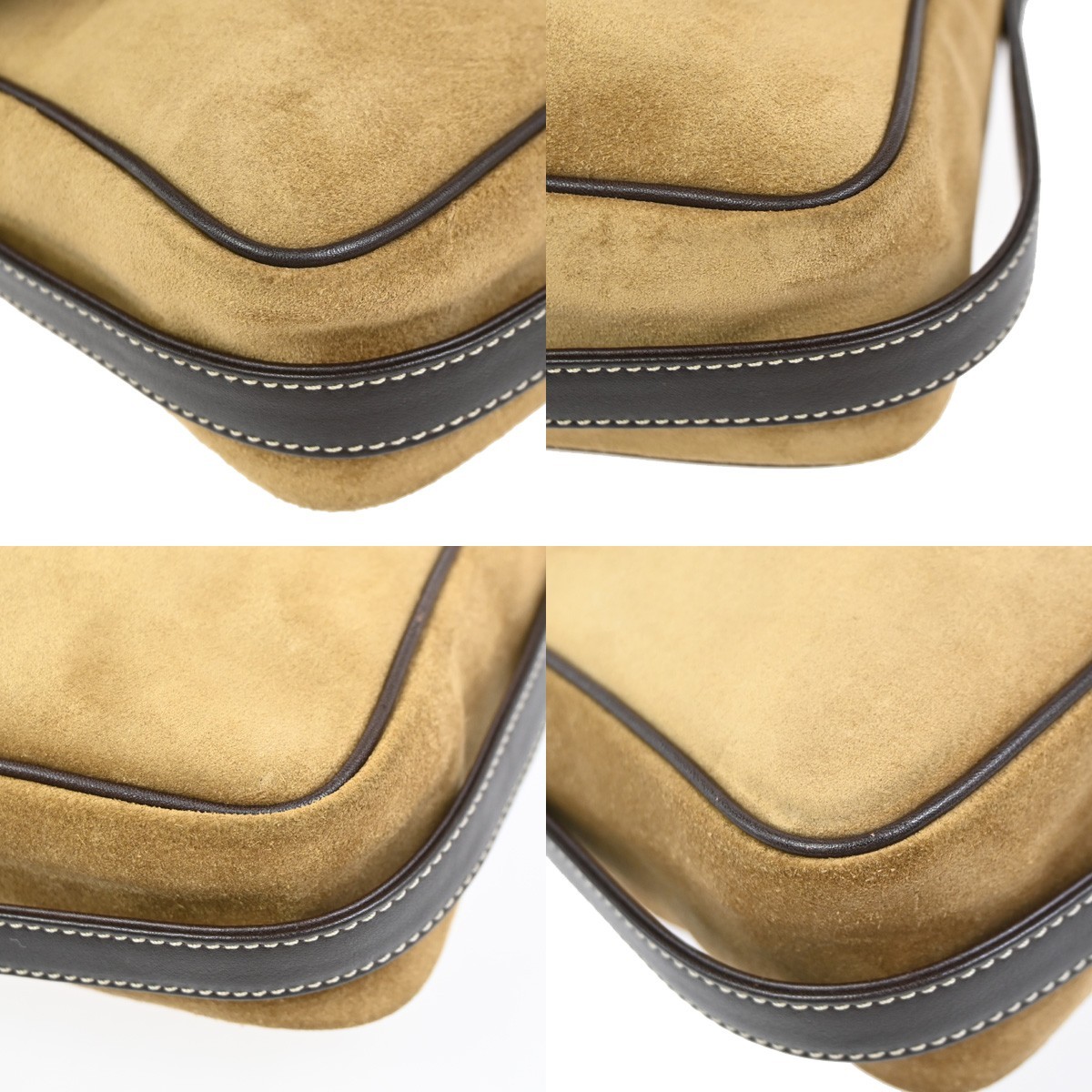 LOEWE Logo Anagram Shoulder Hand Bag Suede Leather Brown GHW 35YJ077