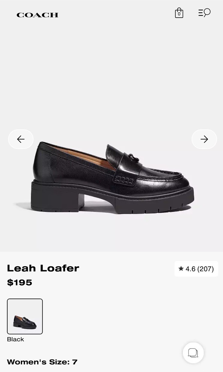NEW Coach Leah Platform Loafer Black Women’s Size 7 Or Men’s Size 5.5 NIB