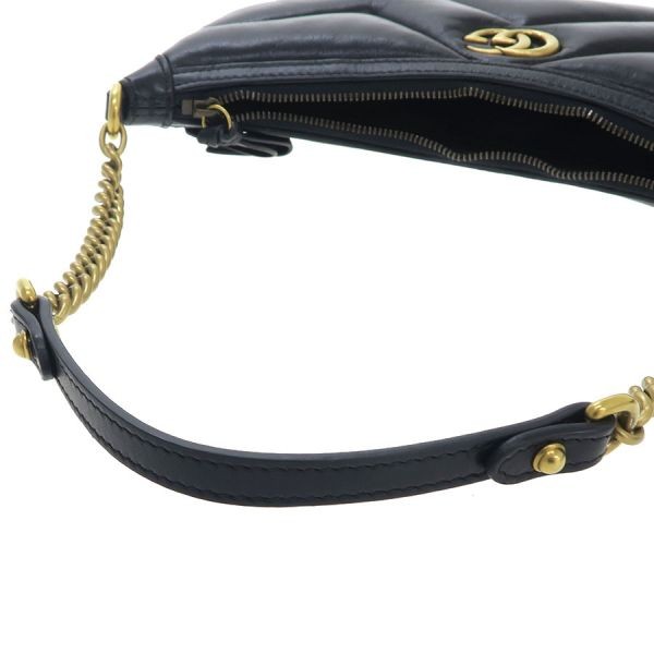 Gucci GG Marmont Chevron Quilted Black Calf Leather Small Shoulder Bag 777263