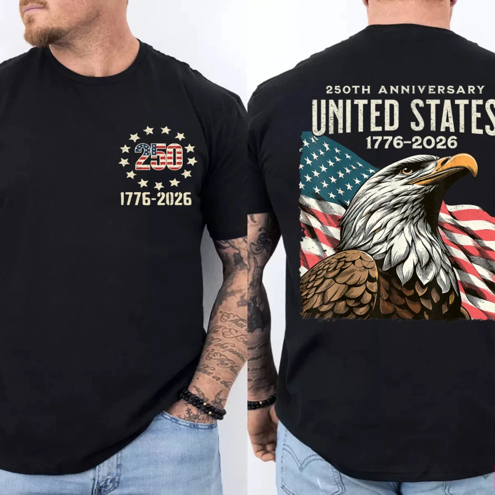 250 Anniversary USA Tee America 250th Unisex Front and Back T-Shirt