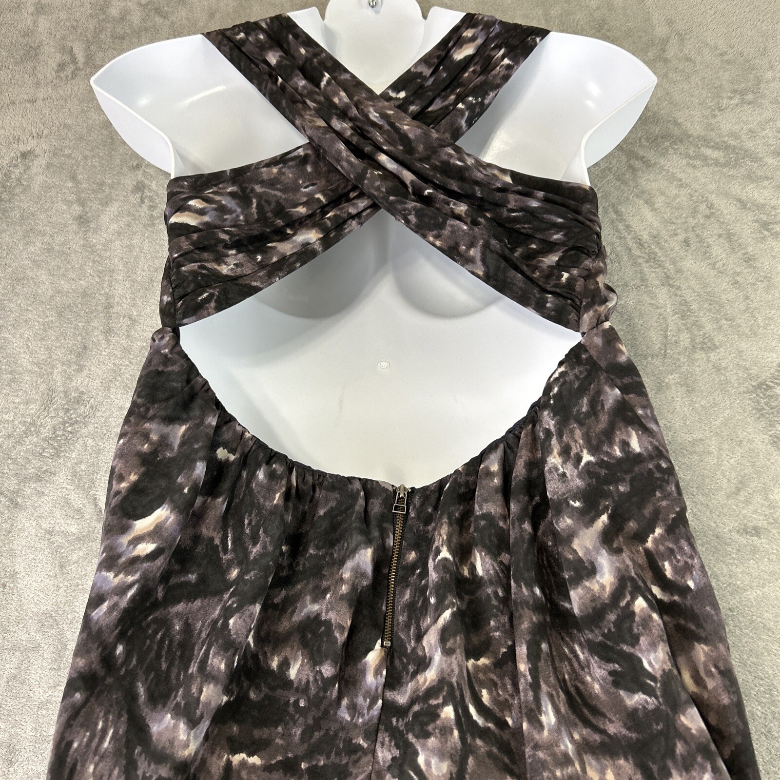 MM Couture by Miss Me Medium Black Purple Abstract Criss Cross Back Dress Party