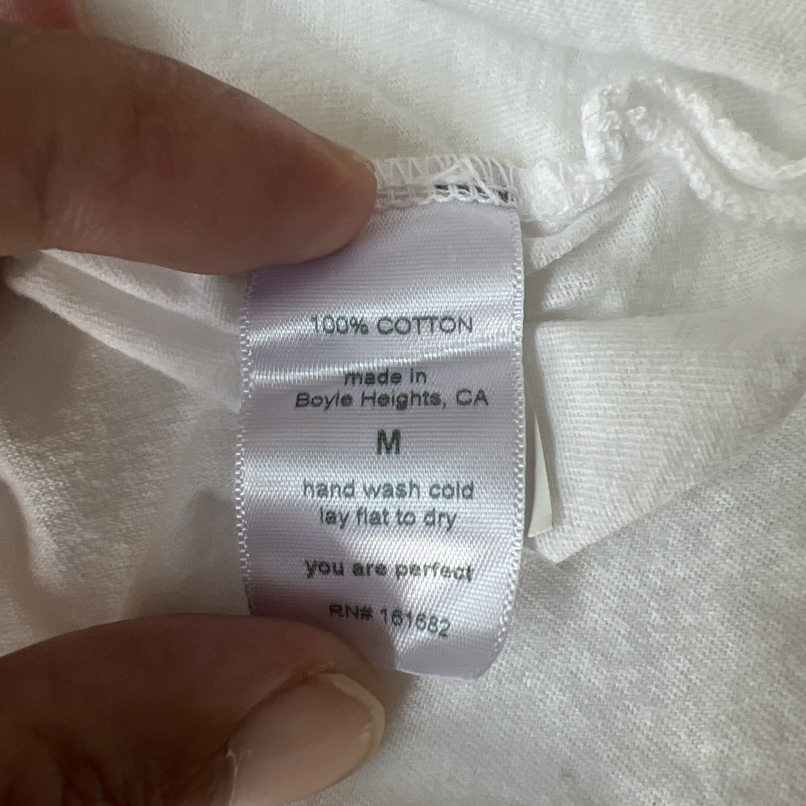 Perfect White Tee Crew Neck T Shirt M White Graphic Text Made In USA Cotton