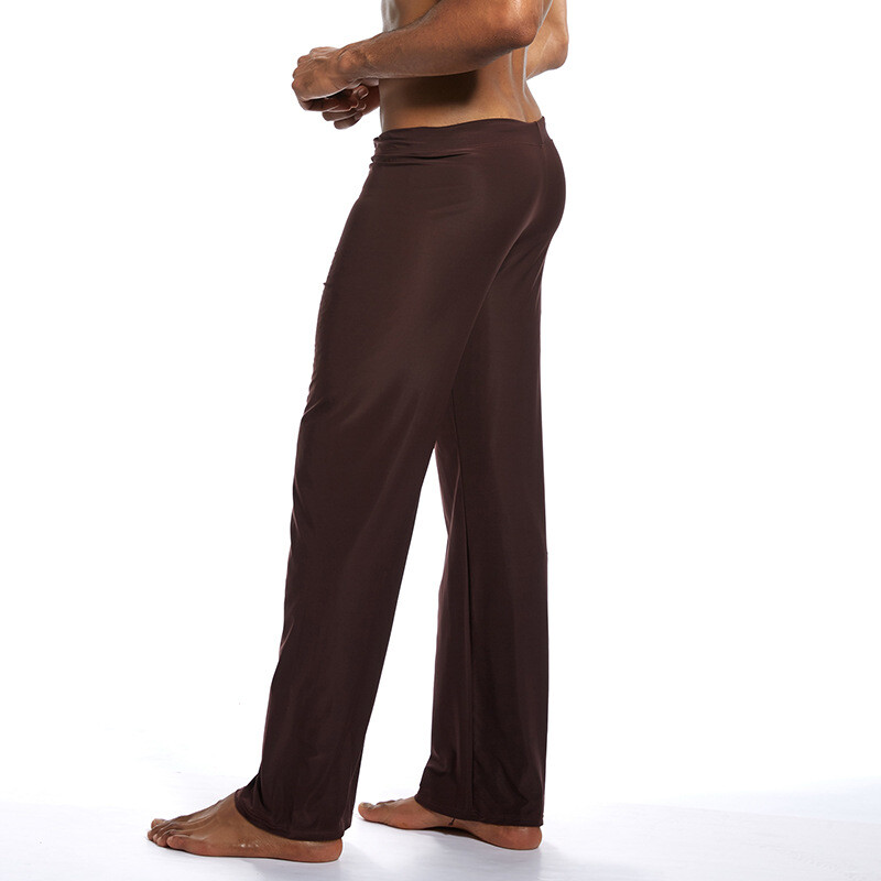 Men Sweat Pants Yoga Lounge Middle Waist Drawstring Trousers Straight Bottoms