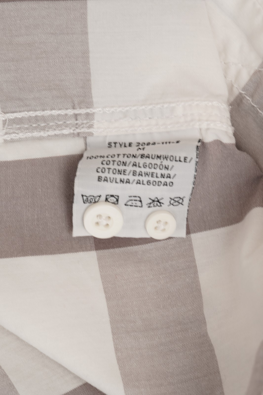 Vintage Blend Plaid Shirt Grey White Cotton Casual Mens M